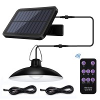 Abzxt Solar Pendant Lights Upgraded Bulb Lights Ip65 Waterproof Dusk To Dawn Auto Lamp With Remote Controller For Outdoor Shed Barn Chicken Coop Bullpen Pig Pen Stables Tents Etc(Single Lamp)