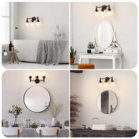 Dewenwils Bathroom Light Fixtures 5Piece Allinone Bathroom Vanity Lights Over Mirror 3Light Bath Wall Mount Sconce With Cl