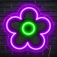 Ggk Flower Neon Signs Daisy Led Neon Light For Bedroom Wall Decor Teen Room Night Light Cute Decor Flowers Light Up Sign Christmas Gift Decoration Party Lights (Purple Flower)