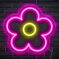 Ggk Flower Neon Signs Daisy Led Neon Light For Bedroom Wall Decor Teen Room Night Light Cute Decor Flowers Light Up Sign Christmas Gift Decoration Party Lights (Pink Flower)