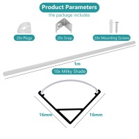 Sonnewelt Aluminium Profile Led Strip 40 X 1M V Shape Led Rail For Compact Led Strips (Up To 11 Mm Wide) Milky White End Caps, Mounting Clips