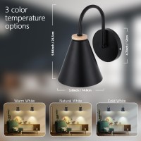 Battery Operated Black Fauxwood Industrial Wall Sconce Set Of Two Easy To Install Not Wires Remote Control Dimmable Led Light