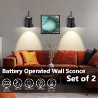 Battery Operated Black Fauxwood Industrial Wall Sconce Set Of Two Easy To Install Not Wires Remote Control Dimmable Led Light