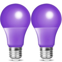 Kkhlgb Purple Light Bulbs, Led A19 Colored Light Bulb, 9W (60W Equivalent), E26 Base For Halloween, Christmas Decoration, Porch, Home Lighting, Party, Bars, Holiday Lighting, 2-Pack