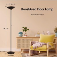 Boostarea Torchiere Floor Lamp, 24W Super Bright Led Standing Lamp, Stepless Dimmable Pole Lamp With 3000K Lighting, Rotary Switch, 70 Inch Tall Metal Modern Floor Lamps For Living Room/Bedroom Brown