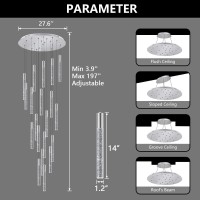 20-Lights Crystal Chandeliers For Living Room Entryway Flush Mount Ceiling Light Led Dimmable Lights Ceiling Pendant Light Fixture 157