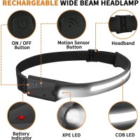 Headlamp Rechargeable Wide Beam Headlamps, 5 Lighting Modes, Motion Sensor Headlamp With All Perspectives Induction 230