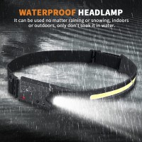 Headlamp Rechargeable Wide Beam Headlamps, 5 Lighting Modes, Motion Sensor Headlamp With All Perspectives Induction 230