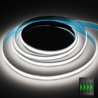 Smacen Battery Powered Cob Led Strip Lights 492Ft Battery Operated 6000K Cool White Led Strip Lights High Brightness Flexible