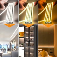 Smacen Battery Powered Cob Led Strip Lights 492Ft Battery Operated 6000K Cool White Led Strip Lights High Brightness Flexible