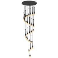 Ykolupty 138Long Spiral Crystal Chandeliers 26Lights Gold Bubble Raindrop Crystal Pendant Chandelier Staircase Slanted Ceilin