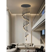 Ykolupty 138Long Spiral Crystal Chandeliers 26Lights Gold Bubble Raindrop Crystal Pendant Chandelier Staircase Slanted Ceilin