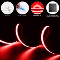 Smacen Battery Powered Cob Led Strip Lights 492Ft Battery Operated Red Led Strip Lights High Brightness Flexible Led Tape Lig