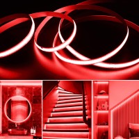 Smacen Battery Powered Cob Led Strip Lights 492Ft Battery Operated Red Led Strip Lights High Brightness Flexible Led Tape Lig