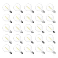 Jslinter 5000K Daylight G40 Led String Light Bulbs Replacement, 1W(11W Equivalent), 60Lm, Shatterproof, E12 Screw Base, Vintage Edison Bulbs For Patio Garden