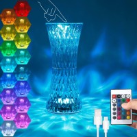 Soyccyop Touching Control Rose Lamp, Rose Lamp Diamond Crystal Lamp, 4 Modes 16 Color Changing Rgb Led Night Light, 2000Mah Battery Crystal Table Lamps For Bedside Desk Room Living Home Decor