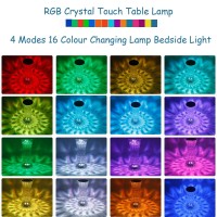 Soyccyop Touching Control Rose Lamp, Rose Lamp Diamond Crystal Lamp, 4 Modes 16 Color Changing Rgb Led Night Light, 2000Mah Battery Crystal Table Lamps For Bedside Desk Room Living Home Decor