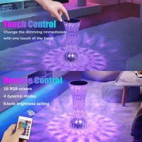 Soyccyop Touching Control Rose Lamp, Rose Lamp Diamond Crystal Lamp, 4 Modes 16 Color Changing Rgb Led Night Light, 2000Mah Battery Crystal Table Lamps For Bedside Desk Room Living Home Decor