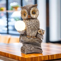 Foreby Garden Decor Owl Statues Fall Decorations For Outdoor Resin Owl Figurines With Solar Lighted Ball Owl Gardening Gifts Fo