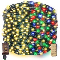 Decute 500Led Christmas Tree Lights Fairy String Light 164Ft Green Copper Wire Warm White And Multicolor Dimmable With Remote, Ul Cerficated Twinkle Light For Party Wedding Indoor Outdoor Decor