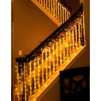 Eueasy Curtain Lights Outdoor 300 Led Stair Lights With 8 Lighting Modes 15 3 Ft Fairy Lights Curtain Lights For Balconies