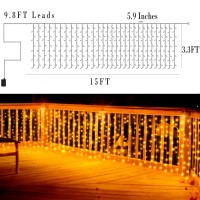 Eueasy Curtain Lights Outdoor 300 Led Stair Lights With 8 Lighting Modes 15 3 Ft Fairy Lights Curtain Lights For Balconies