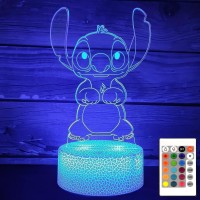 Nutyser 3D Night Light For Kids Stitch Anime 3D Lamp With Remote Smart Touch 16 Colors Changing Led Light Dimmable Toys Fo