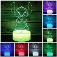 Nutyser 3D Night Light For Kids Stitch Anime 3D Lamp With Remote Smart Touch 16 Colors Changing Led Light Dimmable Toys Fo