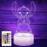 Nutyser 3D Night Light For Kids Stitch Anime 3D Lamp With Remote Smart Touch 16 Colors Changing Led Light Dimmable Toys Fo