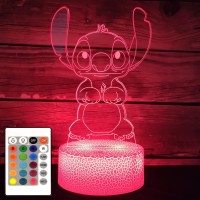 Nutyser 3D Night Light For Kids Stitch Anime 3D Lamp With Remote Smart Touch 16 Colors Changing Led Light Dimmable Toys Fo