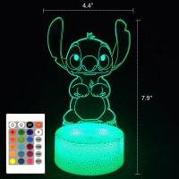 Nutyser 3D Night Light For Kids Stitch Anime 3D Lamp With Remote Smart Touch 16 Colors Changing Led Light Dimmable Toys Fo