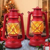 Kinglead Lanterns Decorative Outdoor Indoor Led Lantern Lightweight Lamp Red Vintage Lantern Decor Battery Operated Brightness Adjustable Ideal Gift 2 Pack