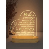 Anniversary Wedding Gifts For Himher, I Love You Night Light 3D Illusion Lamp For Couple Wife Husband Romantic Valentines Wedding Day Present (30Th)