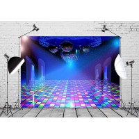 Beleco Disco Party Backdrop 10X8Ft Fabric Vintage 70S 80S 90S Disco Ball Stage Backdrop Night Club Neon Music Birthday Backdrop