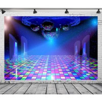 Beleco Disco Party Backdrop 10X8Ft Fabric Vintage 70S 80S 90S Disco Ball Stage Backdrop Night Club Neon Music Birthday Backdrop