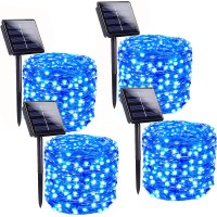 4-Pack Each 200Led Solar String Lights Outdoor, Waterproof Solar Fairy Lights With 8 Modes, Solar Outdoor Twinkle Lights For Tree Christmas Wedding Party Easter Decorations Garden Patio Decor(Blue)