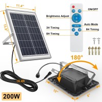 Tfkk 200W Solar Street Light Waterproof 16Ft Wire Light Sensor Solar Parking Lot Lights 20000Lm Solar Security Flood Lights Ou