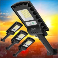 Allsmartlife Solar Street Lights Outdoor Waterproof, 4-Pack 1000Lm 180 Leds, Solar Flood Light Dusk To Dawn, Solar Parking Lot Lights With Security Motion Sensor Remote Control