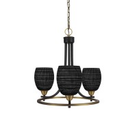 Paramount Uplight, 3 Light, Chandelier In Matte Black & Brass Finish With 5