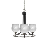 Paramount Uplight, 3 Light, Chandelier In Matte Black & Brushed Nickel Finish With 6