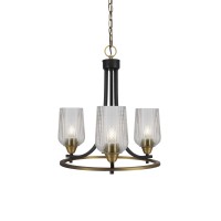 Paramount Uplight, 3 Light, Chandelier In Matte Black & Brass Finish With 5