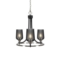 Paramount Uplight, 3 Light, Chandelier In Matte Black & Brushed Nickel Finish With 5