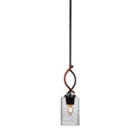 Monterey 1 Light Mini Pendant Shown In Matte Black & Painted Wood-Look Metal Finish With 4