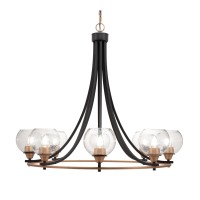 Paramount Uplight, 8 Light, Chandelier In Matte Black & Brass Finish With 5.75