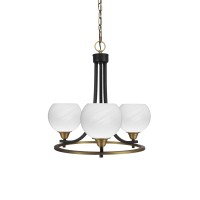 Paramount Uplight, 3 Light, Chandelier In Matte Black & Brass Finish With 5.75