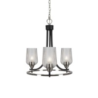 Paramount Uplight, 3 Light, Chandelier In Matte Black & Brushed Nickel Finish With 5