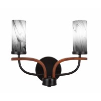 Monterey 2 Light Bath Bar Shown In Matte Black & Painted Wood-Look Metal Finish With 2.5