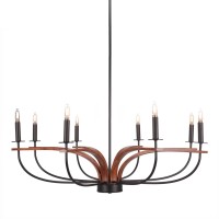 Monterey 8 Light Chandelier Shown In Matte Black & Painted Wood-Look Metal Finish