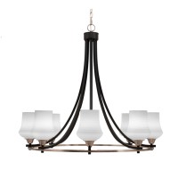 Paramount Uplight, 8 Light, Chandelier In Matte Black & Brushed Nickel Finish With 5.5