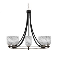 Paramount Uplight, 8 Light, Chandelier In Matte Black & Brushed Nickel Finish With 4